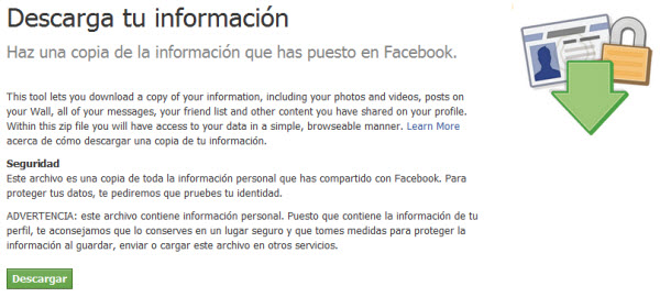 Descarga tu informacion