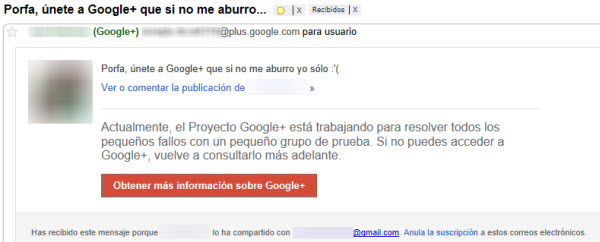 Invitacion de Google+